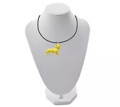 D12 Dachshund  Gold Chrome  Pewter Pendant On A  BLACK CORD  Necklace • $12.42