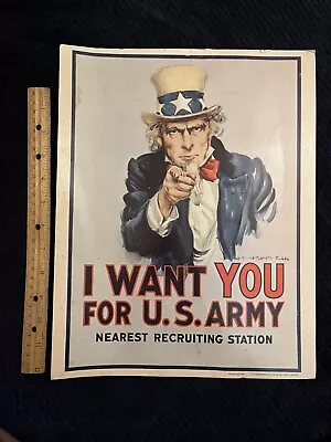 Vintage 1968 Uncle Sam  I Want You  For U.S. Army Recruitment Poster 14  X 11  • $24.99