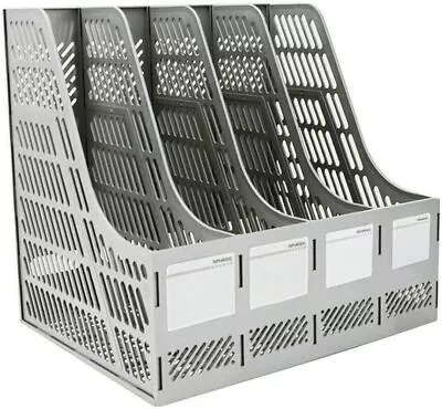 £15.31 • Buy Desk File Organiser, KXF 4 Sections Sturdy Desktop Plastic Magazine File Holder