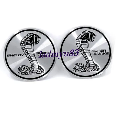 2X For Shelby Cobra Snake Silver Round Badge Emblem Sticker Aluminum Sign Decal • $11.95