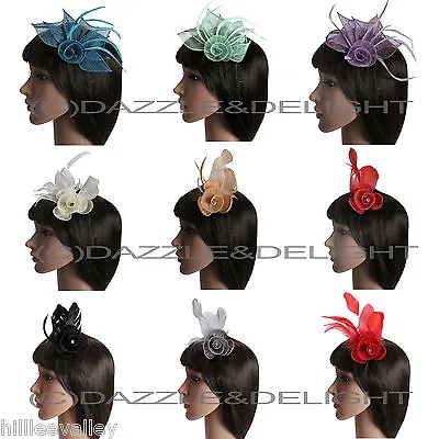 £3.97 • Buy Flower Fascinator On Beak Clip Feathers Wedding Races Prom Party Hair Clip
