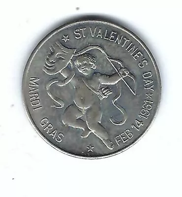 1961 St. Valentine's Day Baby Cupid Bow Arrow Mardi Gras Doubloon Coin Medal • $8.49