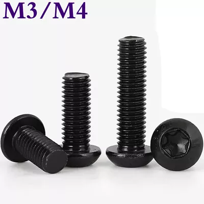 M3 M4 Grade 10.9 Button Head Star Torx Security Machine Screws Bolts Black Oxide • £6.46