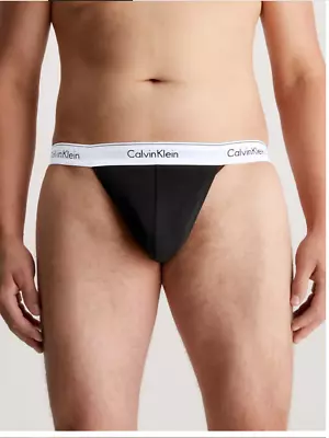 New Calvin Klein Men Thong Modern Cotton Black And White Large • £10.99