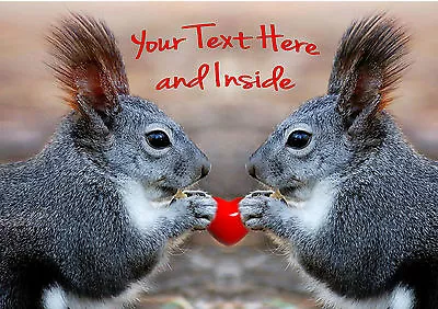 PERSONALISED SQUIRREL LOVE HEART VALENTINE ANNIVERSARY BIRTHDAY Etc CARD Insert • £3.99