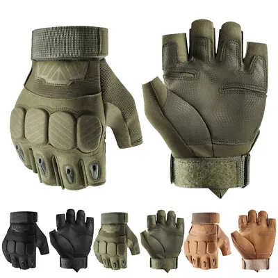 Tactical Half Finger Gloves Motorcycle Army Military Training Patrol Fingerless • £12.99