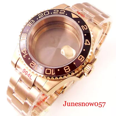 £49.20 • Buy 40mm Watch Rose Gold Root Beer Men Case Fit NH35A NH36 ETA2824 MIYOTA Glass Back