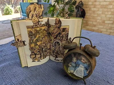  Alice In Wonderland  DOLL & White Rabbit & Crafted Book Of Tenniel Drawings • $120