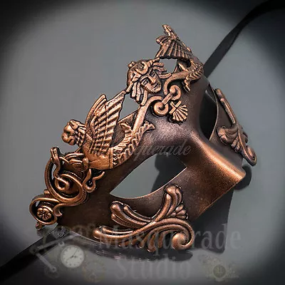 Mens Greek Roman Warrior Venetian Costume Theatre Masquerade Ball Mask [Copper] • $24.95