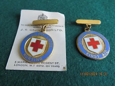 Vint. 2 X Red Cross Junior Medals Nursing (unused) & First Aid By R Gaunt London • £5