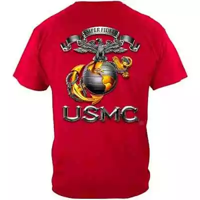 USMC Sword And EGA Red Shirt- Cotton Mameluke US Marine Corps T-shirt Semper Fi • $25.95