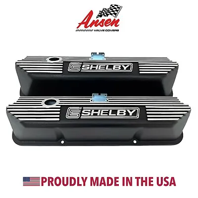 Ford FE Tall CS Shelby Logo Valve Covers - Black - Die-Cast Aluminum - Ansen USA • $295