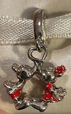 New Pandora Sterling Silver Disney Mickey & Minnie Mouse Kissing Dangle Charm • $34.99