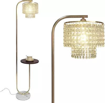 Arc Crystal Floor Lamp For Living Room - Marble Base Modern Tall Stand Up Light • $109.86