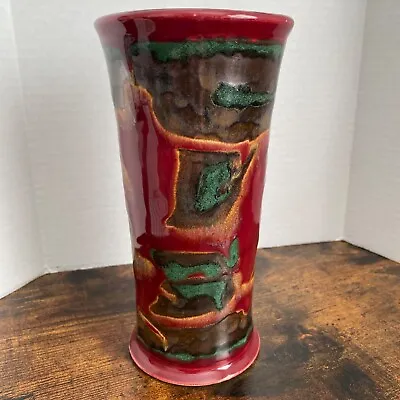 Vintage Studio Art Pottery Vase Glazed Rich Earth Tones 7.5” Tall Signed Pretty! • $29.99