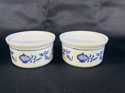 ATQ VTG Set 2 KAHLA Porcelain Blue Onion Ramiken Bowl German Democratic Republic • $28