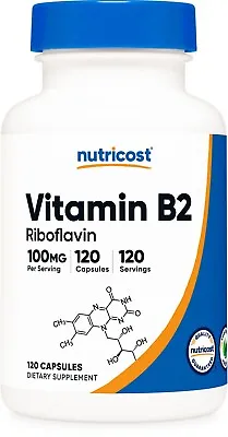 Nutricost Vitamin B2 (Riboflavin) 100mg 120 Capsules - Gluten Free And Non-GMO • $10.50