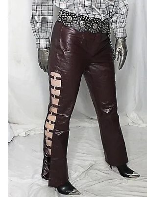 Womens Wilsons Leather Pants Red Burgundy 8 Lambskin Vintage 90s Y2K Bootcut • $95