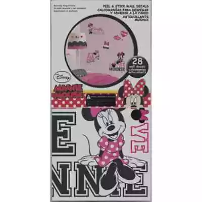 Disney MINNIE MOUSE LOVES PINK WALL DECALS Girls Bedroom Wall Decor Stickers • $7