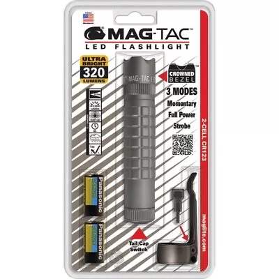 Mag-Lite Mag-Tac LED Flashlight Aluminum Resists Water/Impact Batteries Gray • $104.19