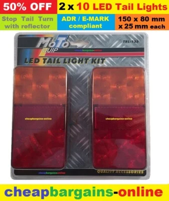 $29.99 • Buy 2 Trailer Led Tail Lights Assemblies Kit Combination Stop Tail Turn Lamp Caravan