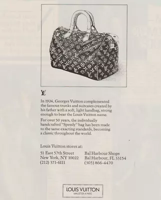 1982 Louis Vuitton Print Ad Poster 8 X11  Speedy Bag Handbag Trunk Suitcase • $9.90