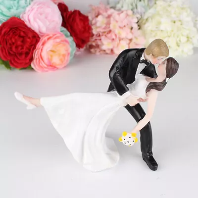 Wedding Cake Topper Romantic Funny Bride And Groom Groom Sit Dress Cake Decor • $14