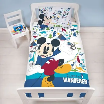 Disney Mickey Mouse Wanderer Junior Duvet Cover Set Toddler Boys Girls • £16.29