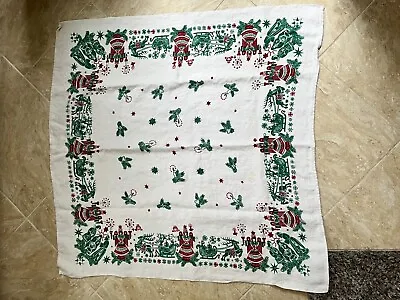$19.99 • Buy Vintage Christmas Square Linen Table Cloth