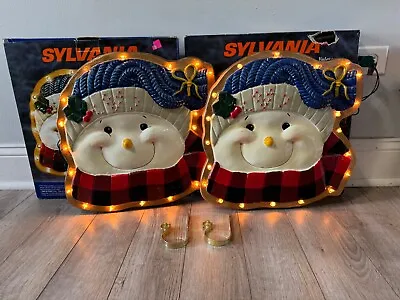 (2) Sylvania YULESCAPES Snowman Christmas Light Up Decoration Indoor Outdoor • $25