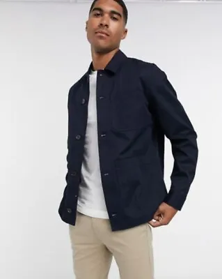 Ted Baker Jacket Adult S Navy Chore Workwear Cotton Buttons Mens* • $49.77
