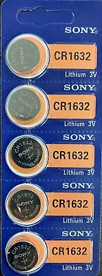 5 PK FRESH SONY / MURATA CR1632 ECR1632 1632 3V Lithium Coin Battery Expire 2031 • $5.49