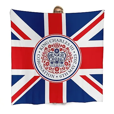 King Charles Coronation - Official Royal Emblem - 150 X 150cm Fleece Blanket • £33.99