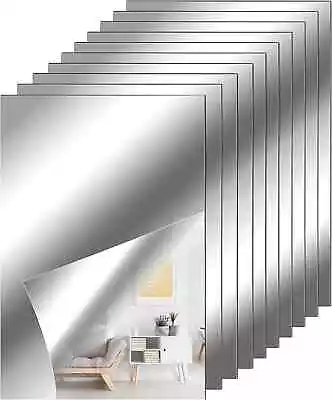 Xinjieda 10 Pieces Self Adhesive Acrylic Mirror Sheets Flexible Adhesive Non G • £8.80