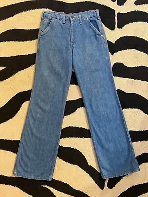 Vintage 1970’s LEVIS Feather Tab Buckle Back Jeans 29x33 11” Rise • $200