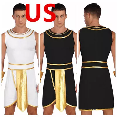 US Sexy Men Costume Grecian Toga Halloween Fancy Dress Warrior Cosplay Outfits • $10.44