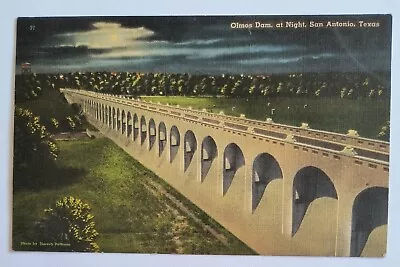 San Antonio TX Olmos Dam At Night View Vintage Postcard M5 • $8.85