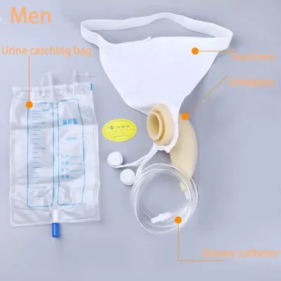 Men Incontinence Urine Silicone Leg Bag Urine Collector With Catheter - Bed Rest • $15.50