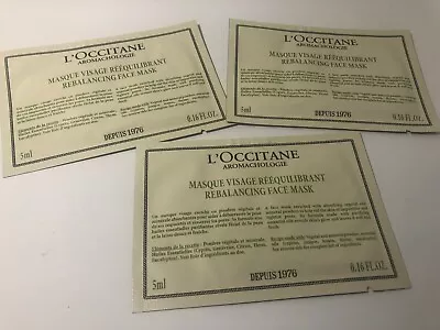 3 X L'Occitane AROMACHOLOGIE REBALANCING FACE MASK Sample 0.16OZ / EA • $7.99