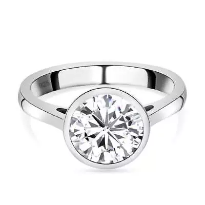 TJC 2.07ct Moissanite Solitaire Ring In Platinum Over Silver • £44.99