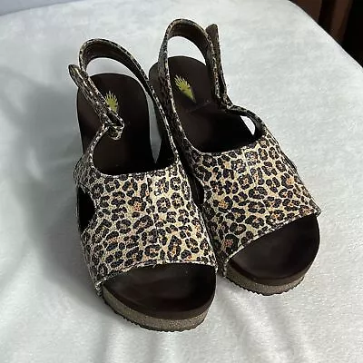 Volatile Leather Cheetah Print Wedge Platform Slingback Sandals 8 • $32