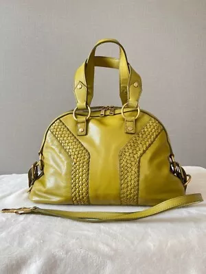 Yves Saint Laurent Leather Yellow Muse 2 Way Hand Bag Size 8.9inch Authentic • $520