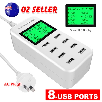 $25.95 • Buy USB Charging Station 8 Ports AC 240V Hub Travel Power Adapter Dock Phone Charger