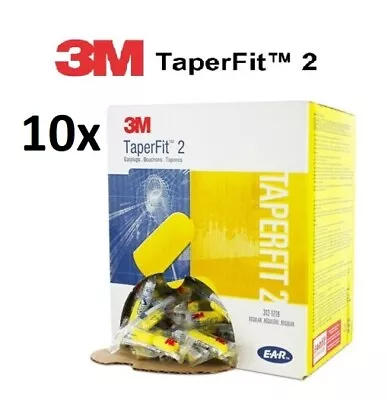 (10 Boxes) 3M E-A-R TaperFit 2 Earplugs 200 Pairs LARGE (Taper Fit II) Bulk Buy • $420