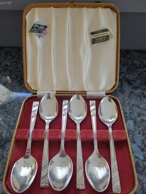 £20 • Buy Viners Of Sheffield, Silver Rose Boxed Tea Spoons 