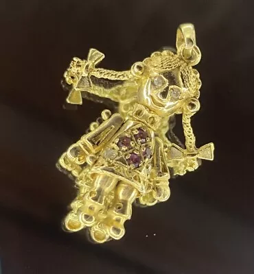 Pink Topaz Rag Doll 9ct Yellow Gold Articulated Pendant Hallmarked • £165