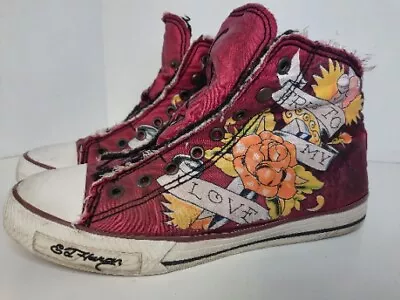 Ed Hardy Hi Tops. Sherpa Lined Womans 8 #18FHR405W • $29.88