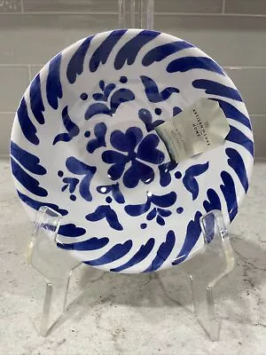 BLUE FLORAL STRIPE 6.5x3” Melamine BowlArtisan De Luxe Salad Salsa Cobalt White • $9.99