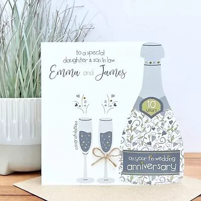 £4.75 • Buy Personalised Handmade Tin/10th Wedding Anniversary Card, Friends, Daughter, Son