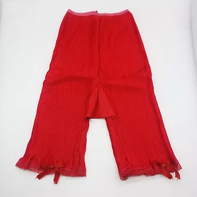 Vintage Sylcraft Red Acetate Slip Short Pettipant Bloomer Lace Trim Sz 5 Pleated • $39